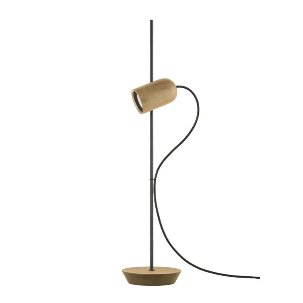 Tischlampe ONFA aus Eichenholz mit grafitfarbener Oberfläche
