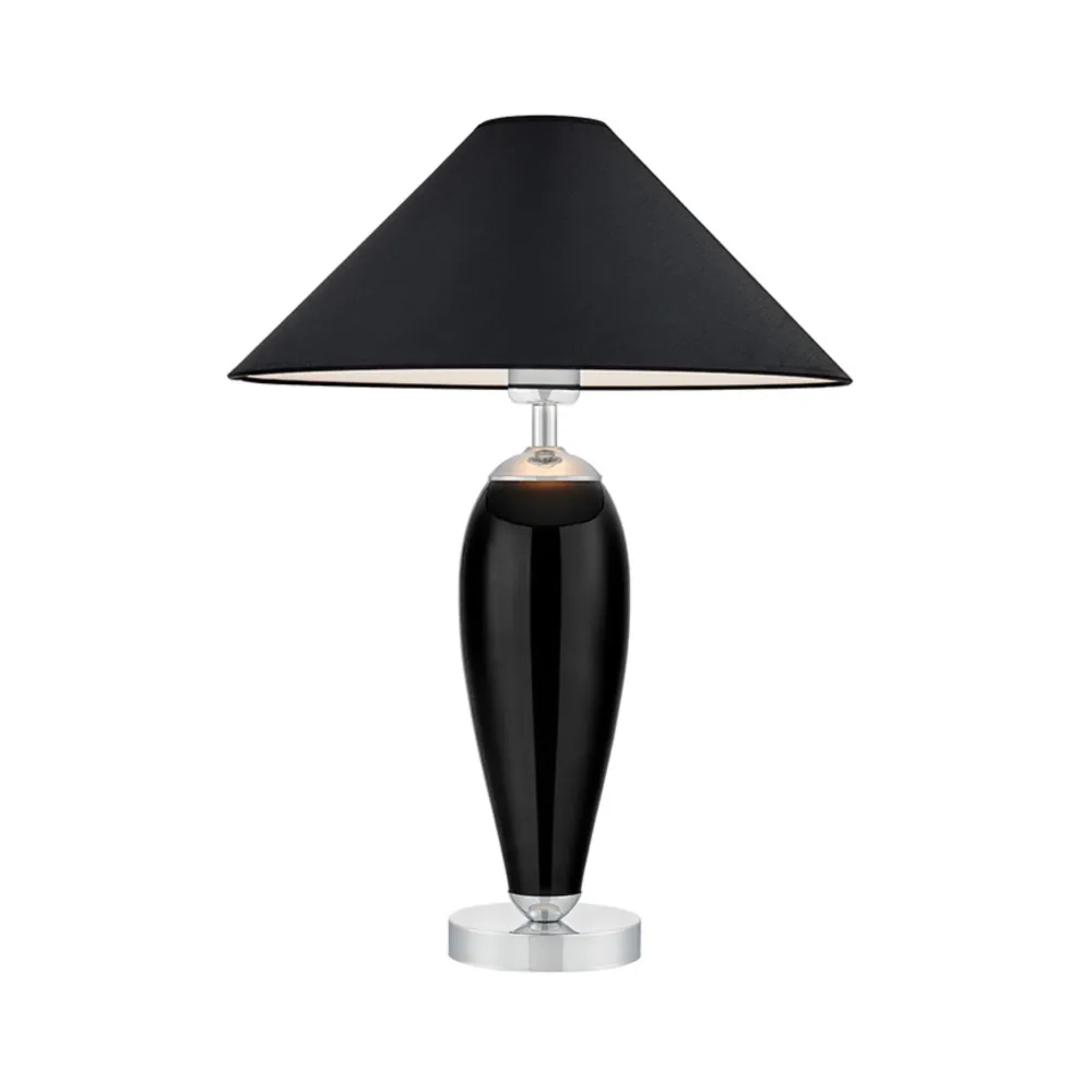 Tischlampe REA schwarz mit schwarzem Sockel und silbernem Finish