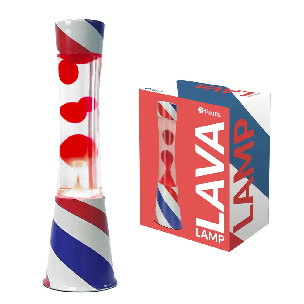 Lavalampe „Barberí“, transparente Flüssigkeit und rote Lava