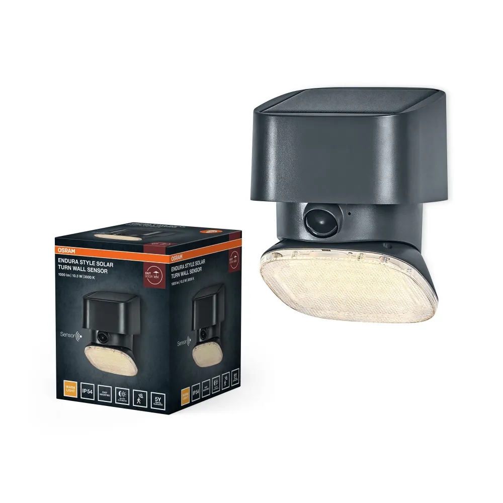 OSRAM ENDURA® STYLE SOLAR BRIGHT TURN SENSOR Wandleuchte Turn IP54 Dunkelgrau