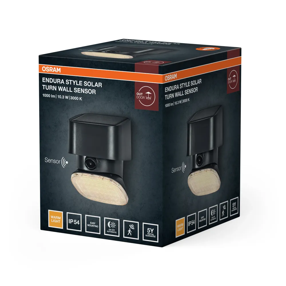 OSRAM ENDURA® STYLE SOLAR BRIGHT TURN SENSOR Wandleuchte Turn IP54 Dunkelgrau