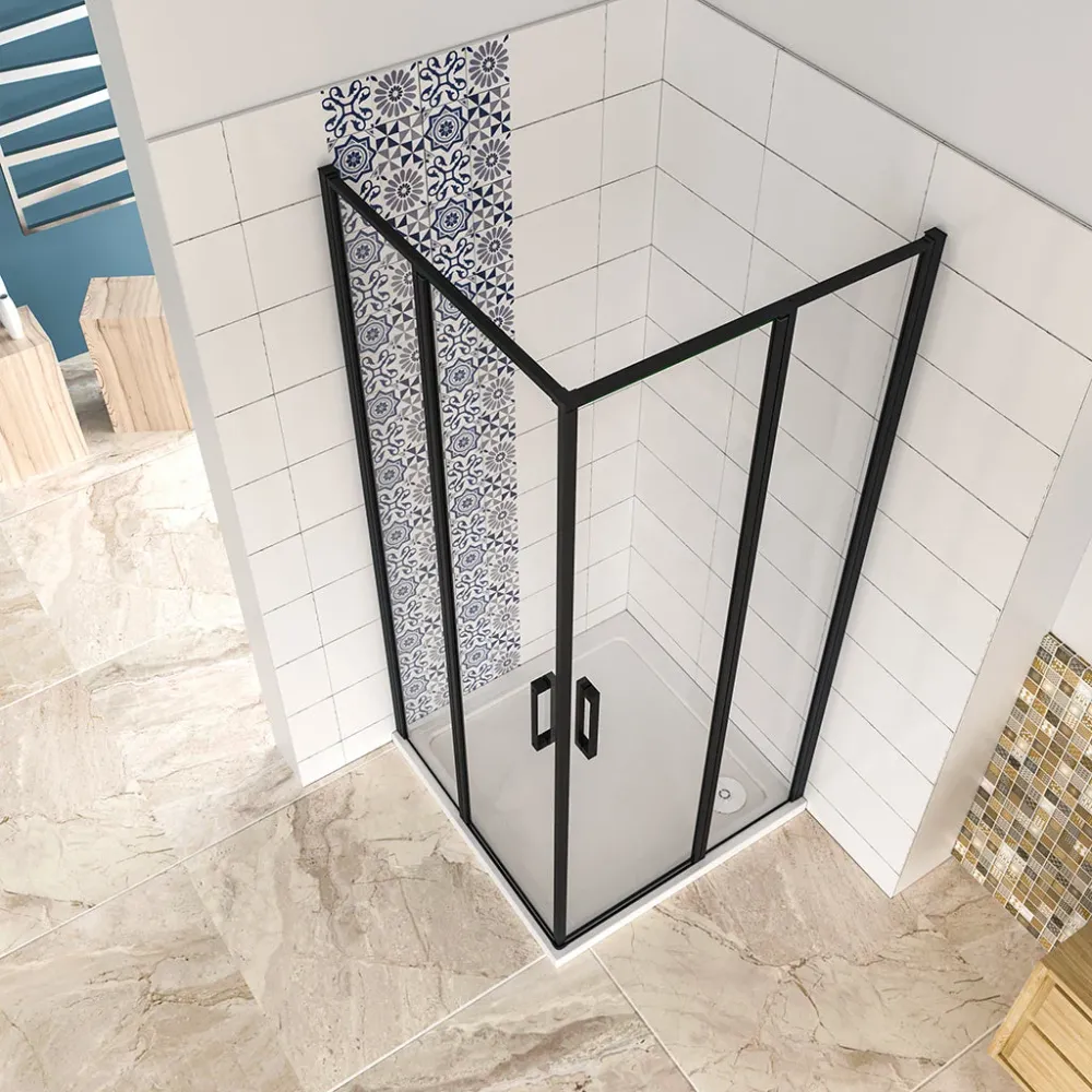 Duschkabine 100x100 x H. 185 cm Drehtür Glastür Dusche Eckeinstieg mit Duschwanne + ablaufgarnitur Duschabtrennung