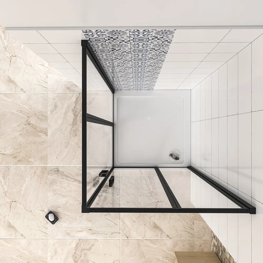 Duschkabine 100x100 x H. 185 cm Drehtür Glastür Dusche Eckeinstieg mit Duschwanne + ablaufgarnitur Duschabtrennung