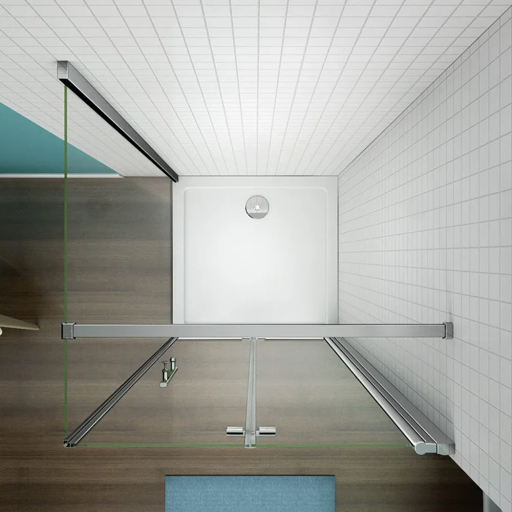 Duschkabine 100x100 x H. 195 cm falttür Dusche mit Seitenwand + Duschwanne Duschabtrennung Glasdusche