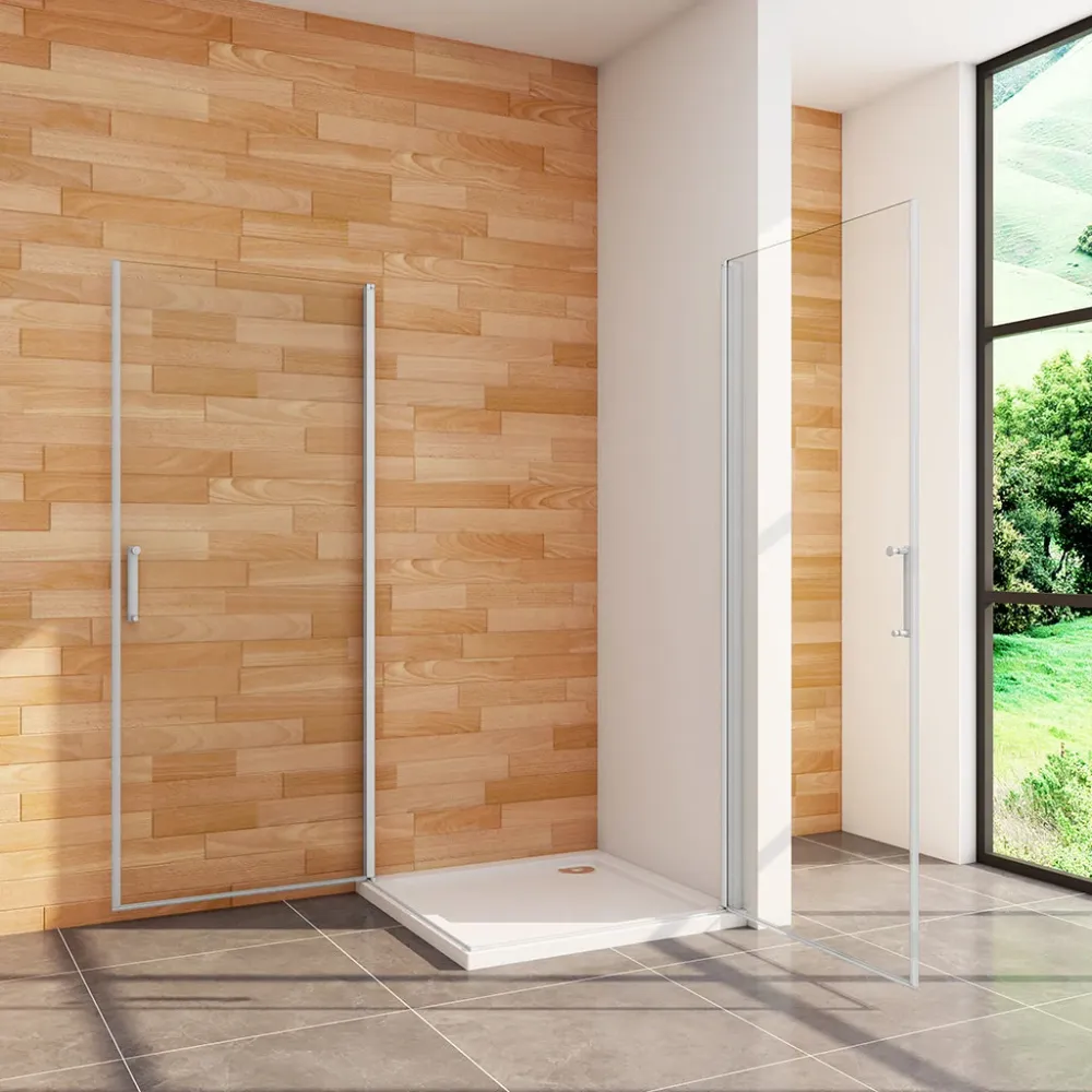 Duschkabine 100x70 x H. 185 cm Drehtür Eckeinstieg mit Duschwanne + ablaufgarnitur Duschabtrennung Glasdusche