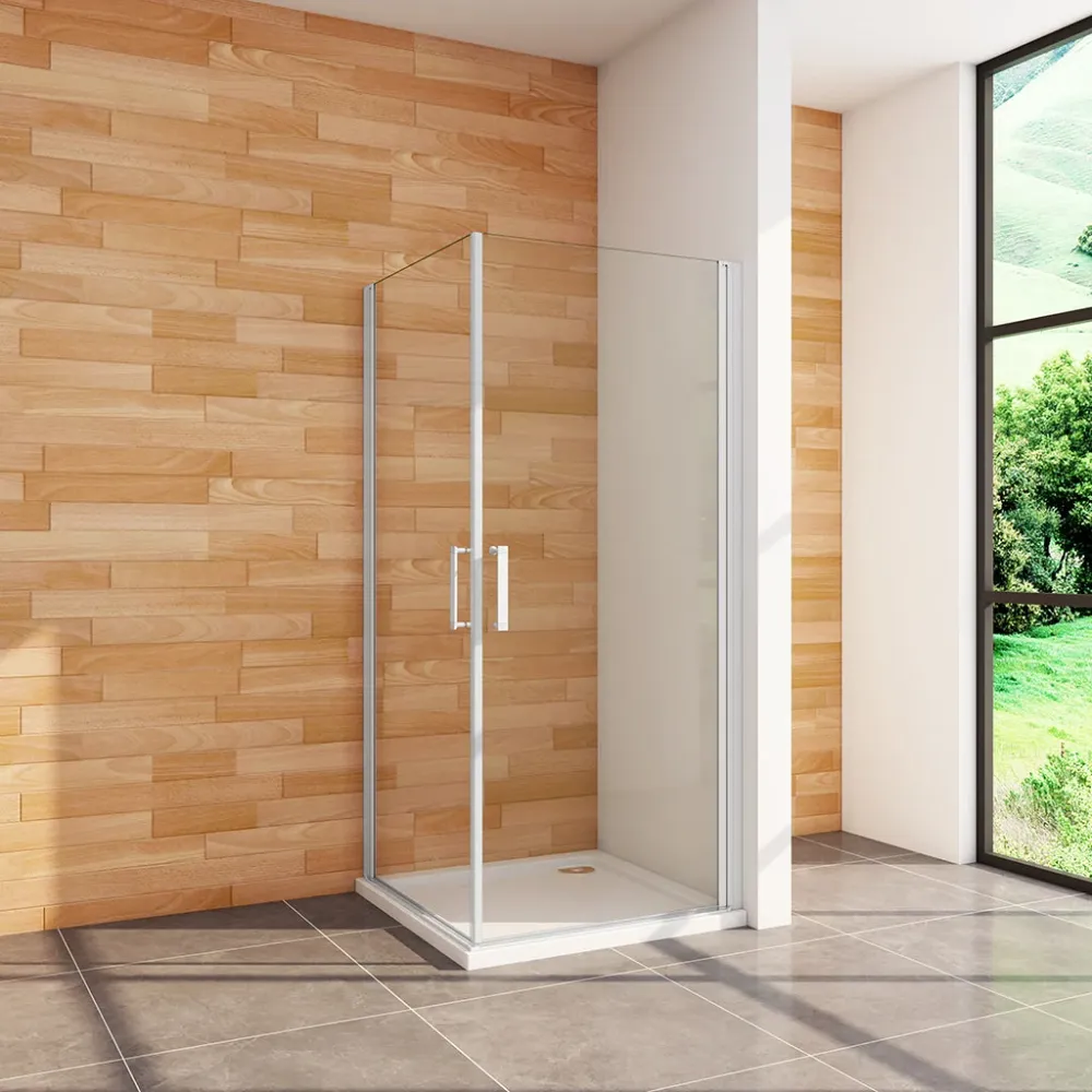Duschkabine 100x70 x H. 185 cm Drehtür Eckeinstieg mit Duschwanne + ablaufgarnitur Duschabtrennung Glasdusche