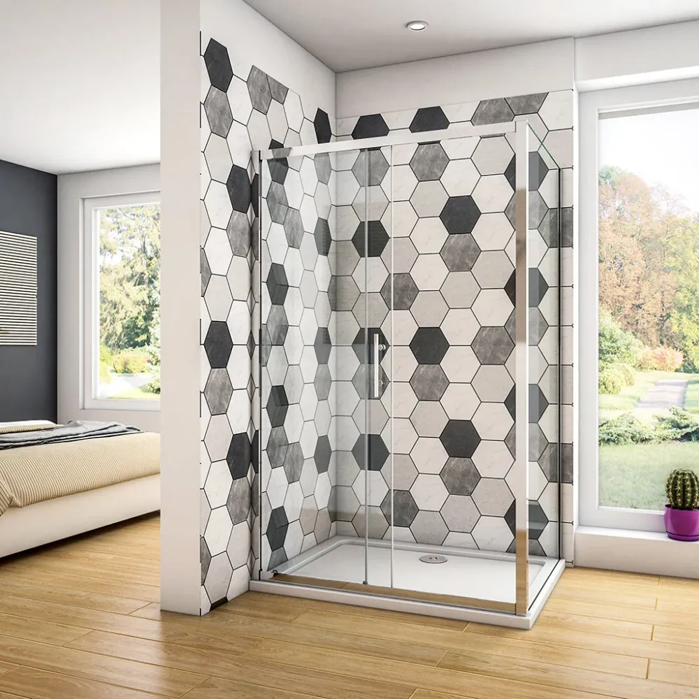 Duschkabine 120x80 H. 190 cm Schiebetür mit Seitenwand + Duschwanne + ablaufgarnitur Duschabtrennung