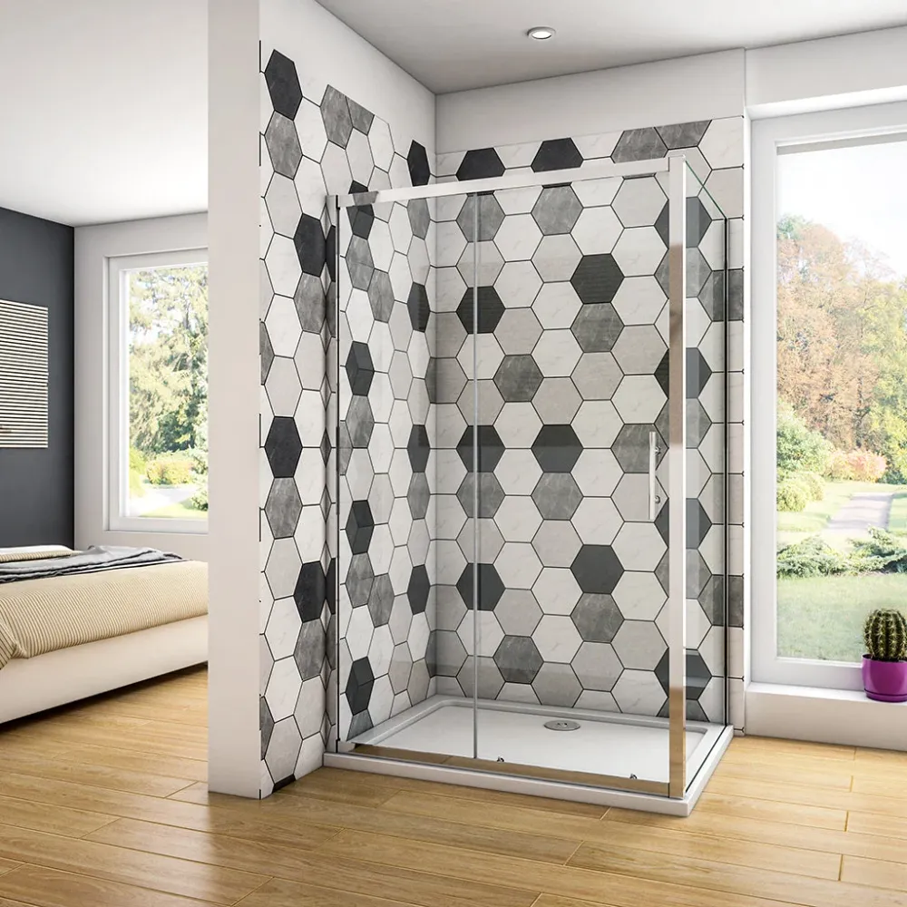 Duschkabine 140x70 x H. 190 cm Schiebetür mit Seitenwand + Duschtasse+ablaufgarnitur Duschabtrennung