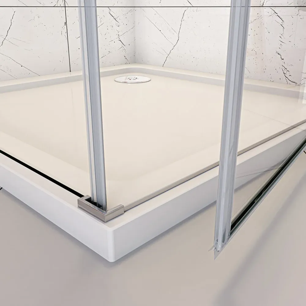 Duschkabine 70x80 H. 185 cm Drehtür mit Seitenwand + Duschwanne Duschabtrennung Glasdusche Duschtrennwand