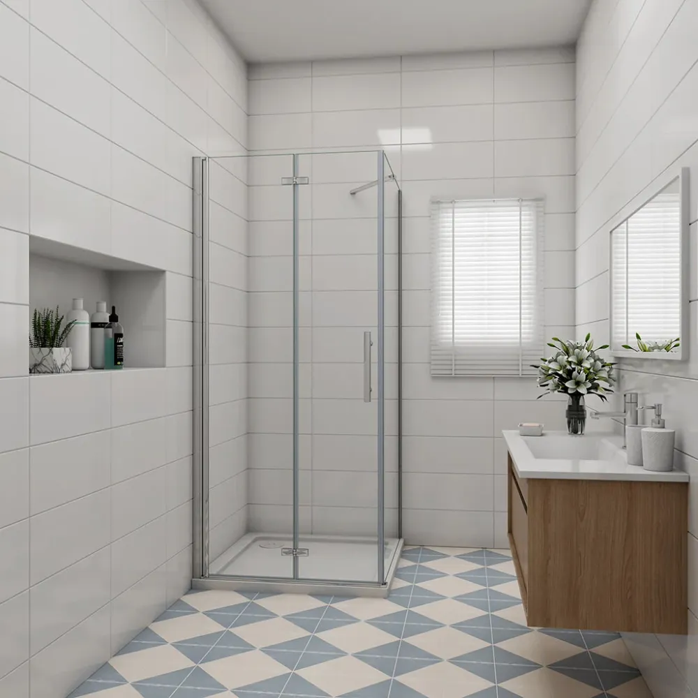 Duschkabine 70x80 x H. 195 cm Duschtür faltbar mit Seitenwand + Duschtasse Duschabtrennung Glasdusche