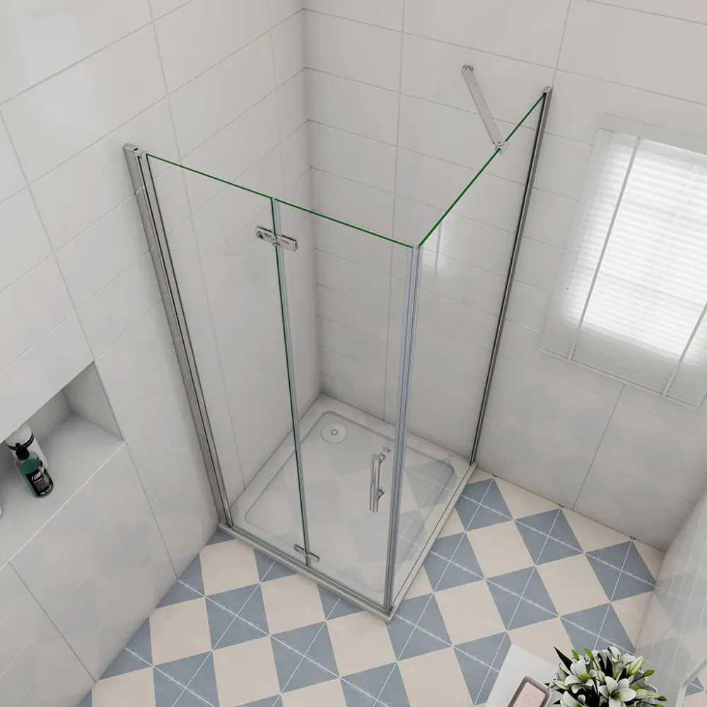 Duschkabine 70x80 x H. 195 cm Duschtür faltbar mit Seitenwand + Duschtasse Duschabtrennung Glasdusche