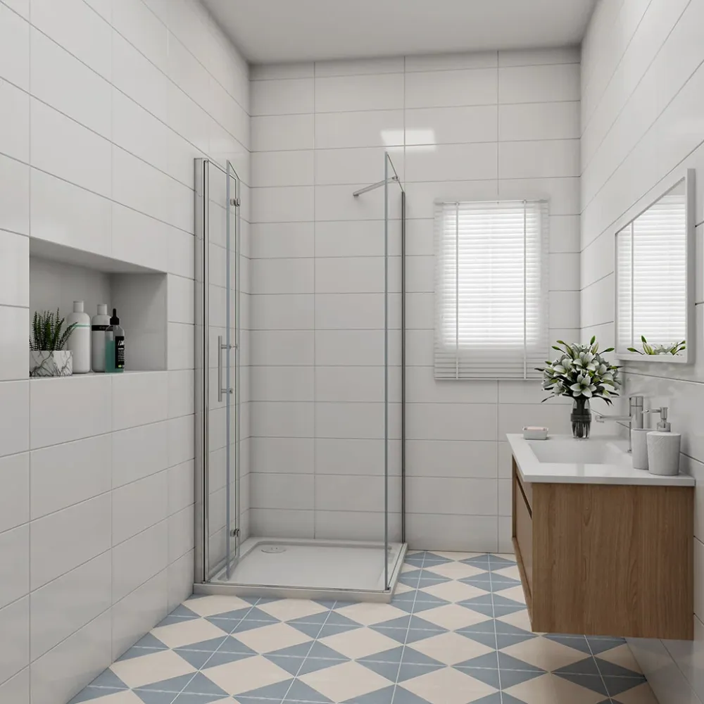 Duschkabine 70x80 x H. 195 cm Duschtür faltbar mit Seitenwand + Duschtasse Duschabtrennung Glasdusche
