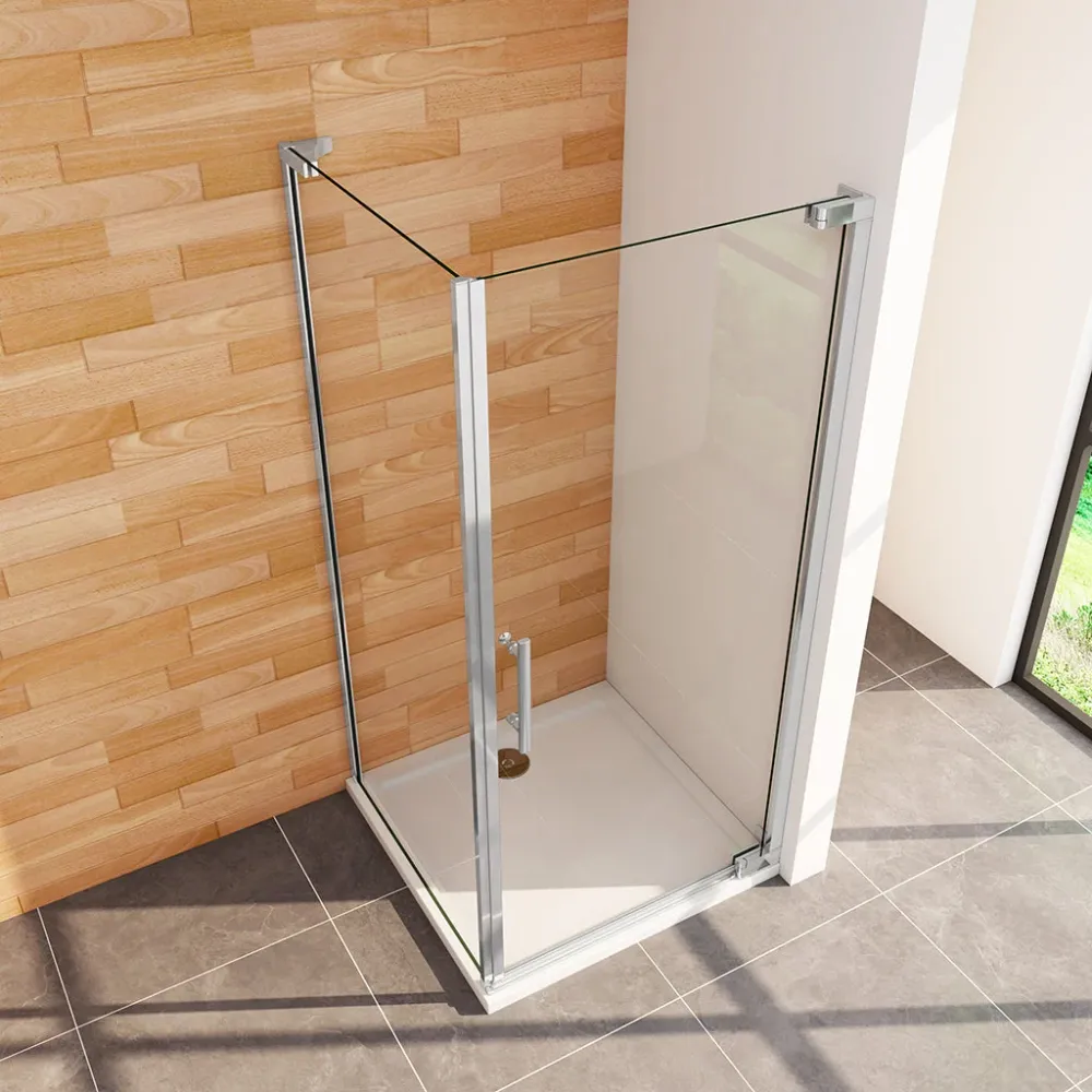 Duschkabine 80x70 x H. 185 cm Drehtür Dusche mit Seitenwand + Duschtasse Duschabtrennung Glasdusche Duschtrennwand