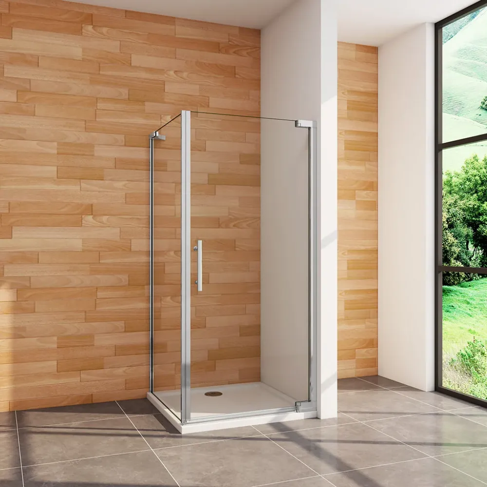 Duschkabine 80x70 x H. 185 cm Drehtür Dusche mit Seitenwand + Duschtasse Duschabtrennung Glasdusche Duschtrennwand
