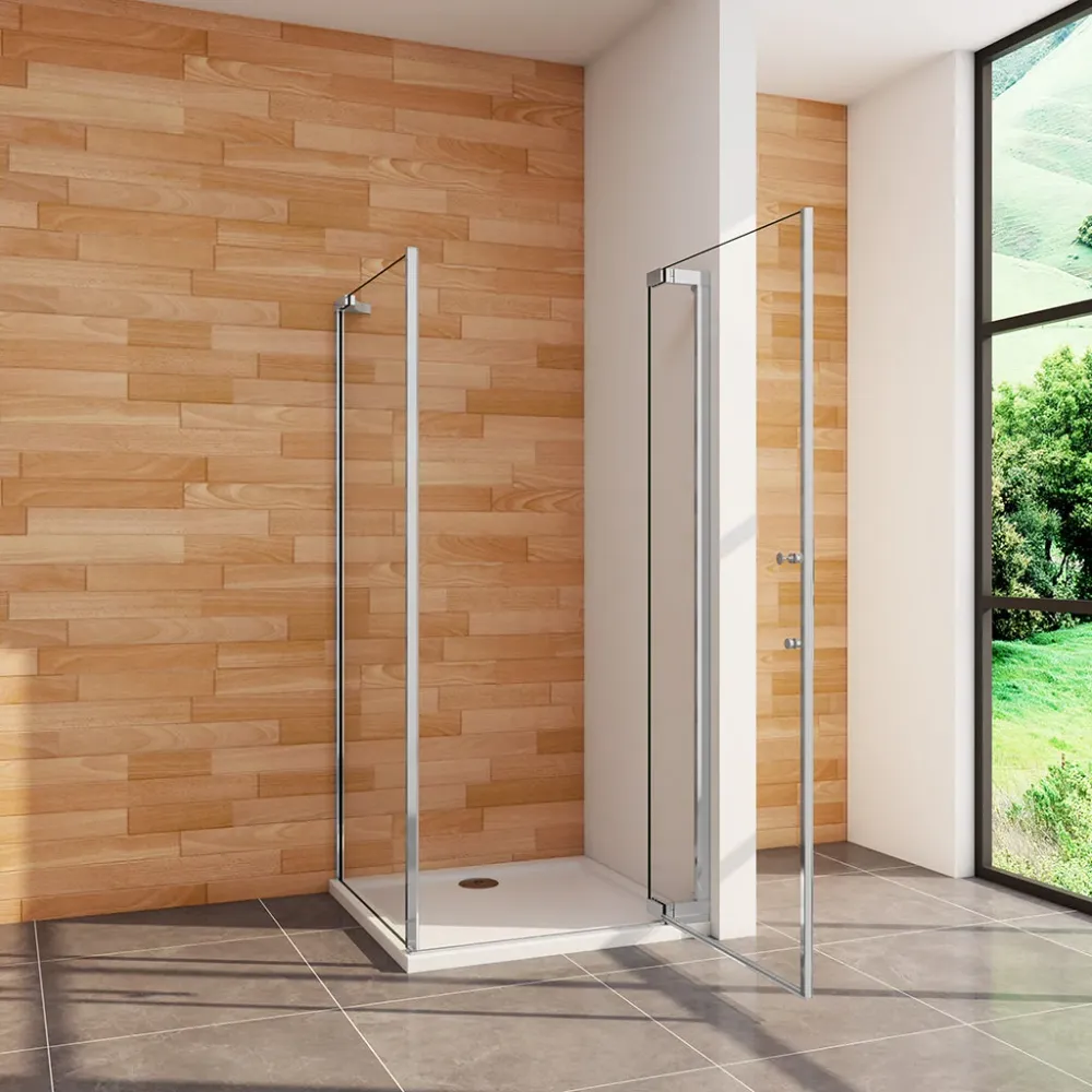 Duschkabine 80x70 x H. 185 cm Drehtür Dusche mit Seitenwand + Duschtasse Duschabtrennung Glasdusche Duschtrennwand