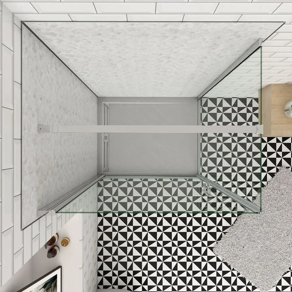 Duschkabine 80x80 x H. 195 cm Drehtür Dusche mit Seitenwand + Duschrückwände Duschabtrennung Glasdusche