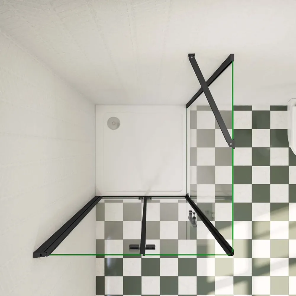 Duschkabine 80x90 x H. 195 cm falttür mit Seitenwand + Duschwanne Duschabtrennung Glasdusche Duschtrennwand
