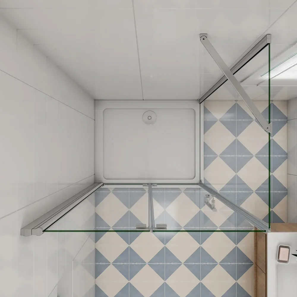 Duschkabine 90x100 x H. 195 cm falttür Dusche mit Seitenwand + Duschtasse+ablaufgarnitur Duschabtrennung