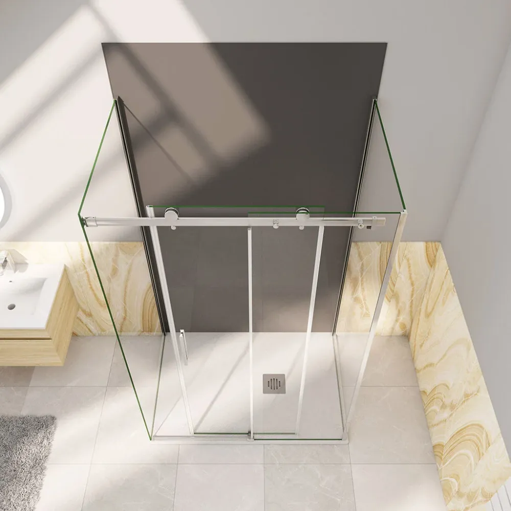 U-Duschkabine 125x80 x H. 195 cm Schiebetür mit Seitenwänden + Duschrückwand Duschabtrennung Glasdusche