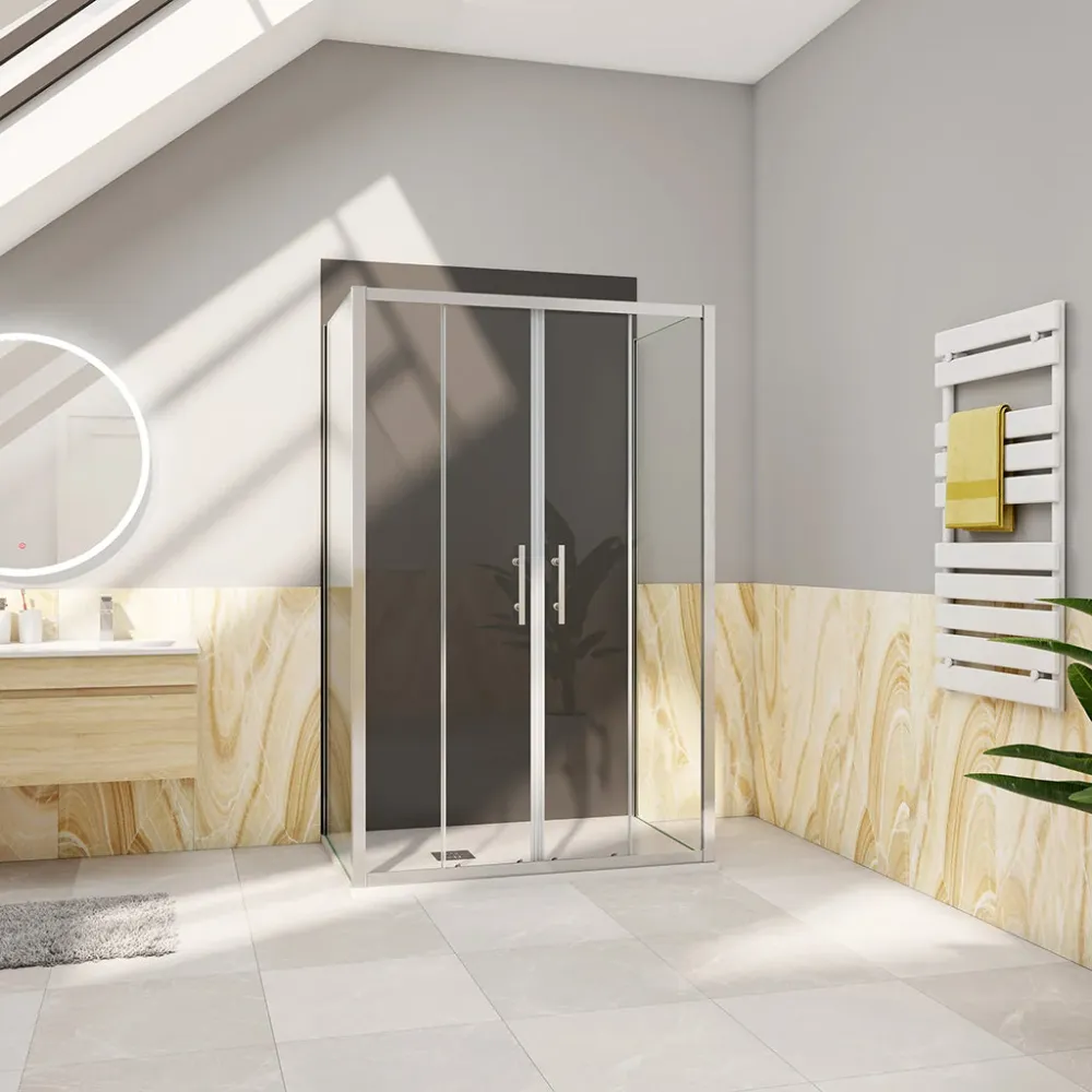 U-Duschkabine 160x80 H. 190 cm Schiebetür mit Seitenwänden + Duschrückwand Duschabtrennung Glasdusche
