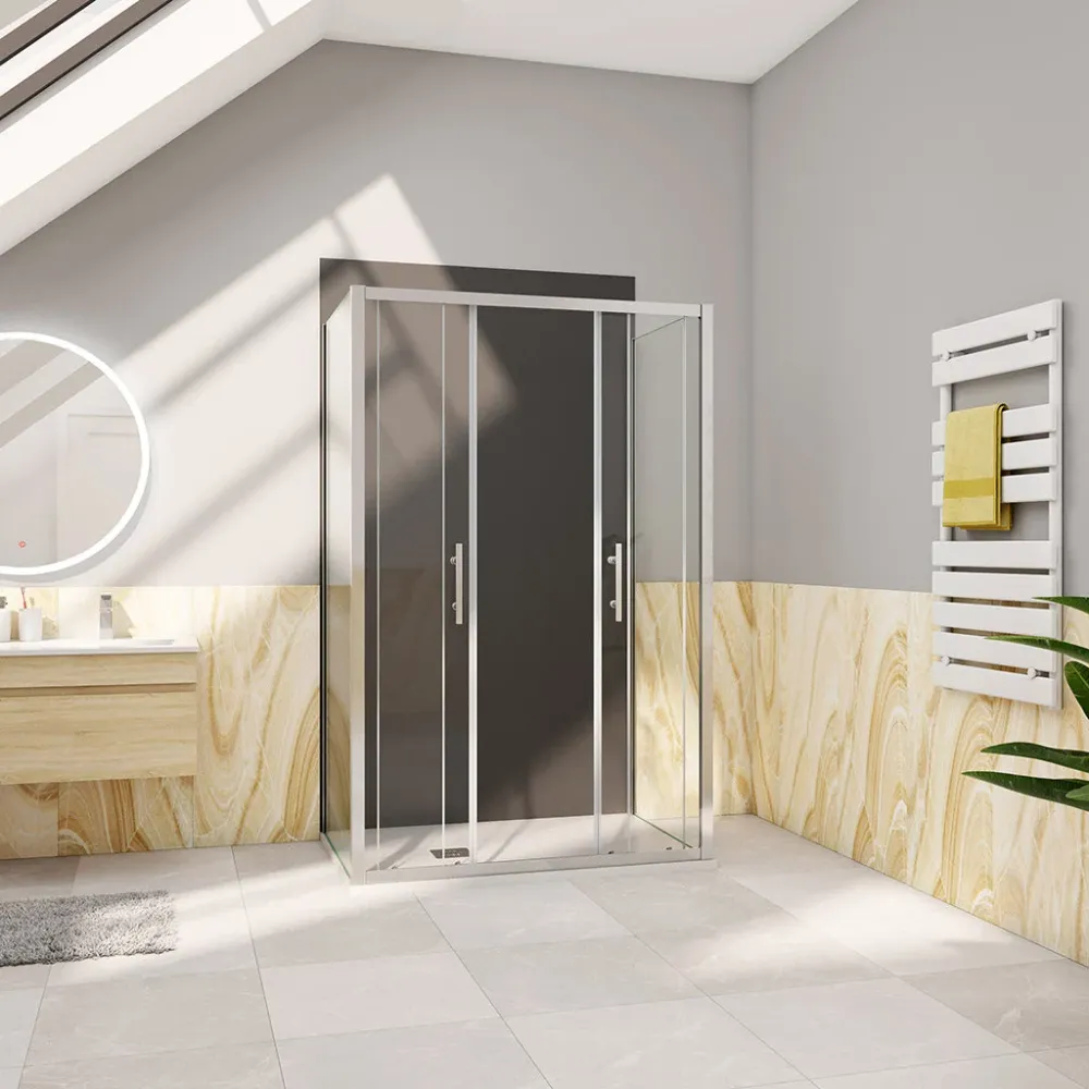 U-Duschkabine 160x80 H. 190 cm Schiebetür mit Seitenwänden + Duschrückwand Duschabtrennung Glasdusche