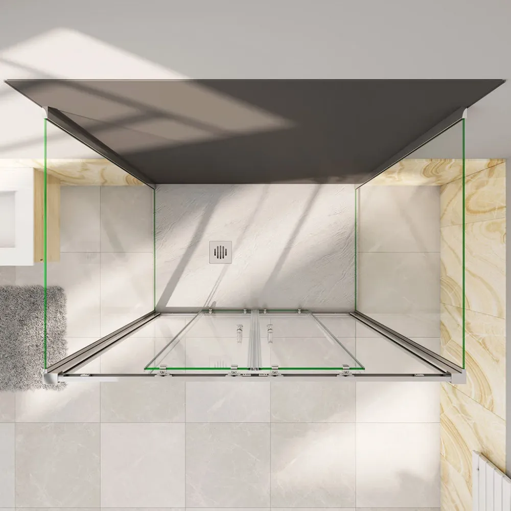 U-Duschkabine 160x80 H. 190 cm Schiebetür mit Seitenwänden + Duschrückwand Duschabtrennung Glasdusche