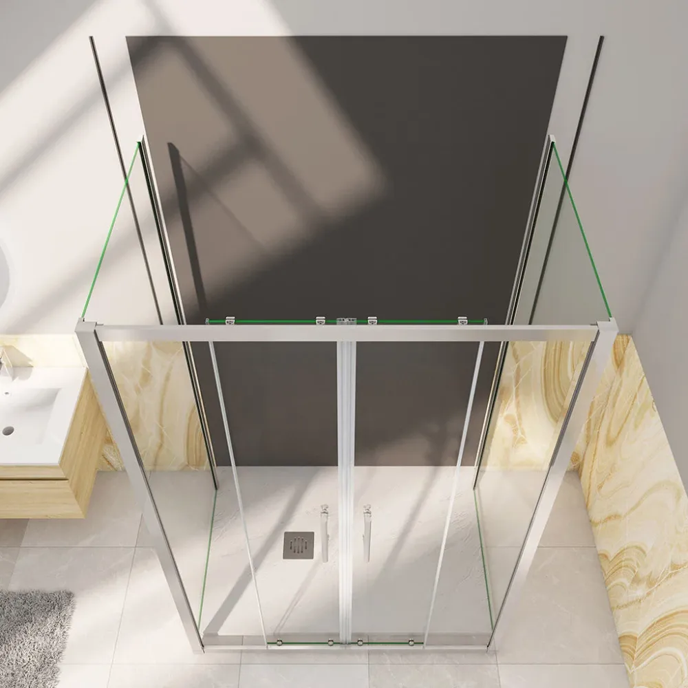 U-Duschkabine 160x80 H. 190 cm Schiebetür mit Seitenwänden + Duschrückwand Duschabtrennung Glasdusche