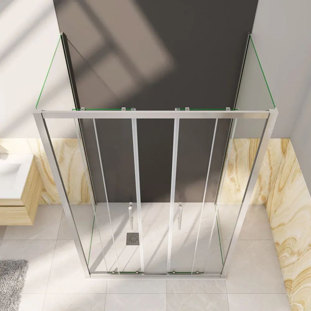 U-Duschkabine 160x80 H. 190 cm Schiebetür mit Seitenwänden + Duschrückwand Duschabtrennung Glasdusche