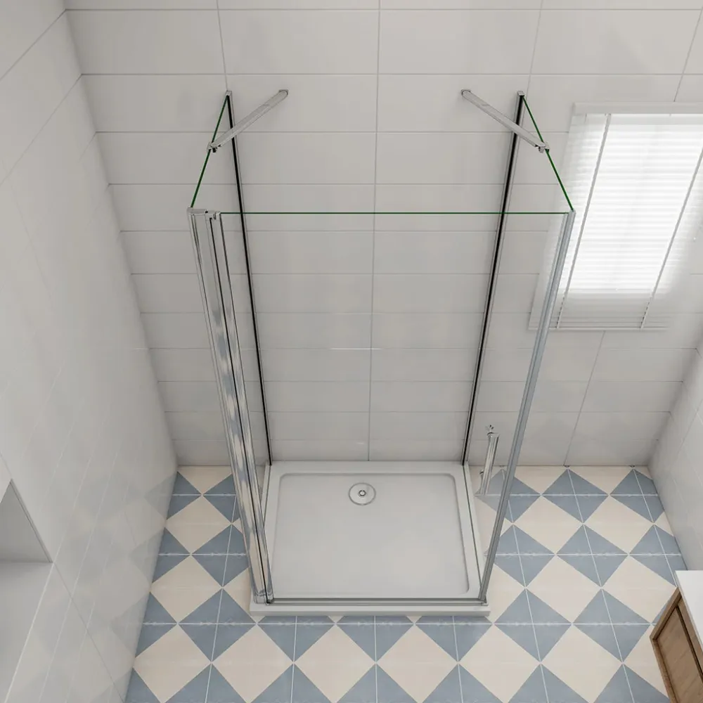 U-Duschkabine 70x70 x H. 195 cm Drehtür mit Seitenwänden + Duschwanne Duschabtrennung Glasdusche Dusche Ebenerdig
