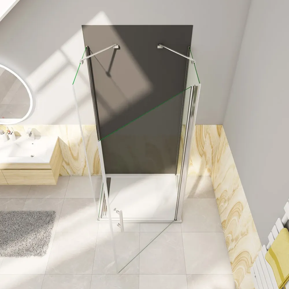 U-Duschkabine 76x80 x H. 195 cm Drehtür mit Seitenwänden + Duschrückwand Duschabtrennung Glasdusche Dusche Ebenerdig