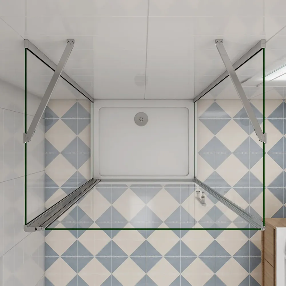 U-Duschkabine 76x90 x H. 195 cm Drehtür mit Seitenwänden + Duschwanne + ablaufgarnitur Duschabtrennung