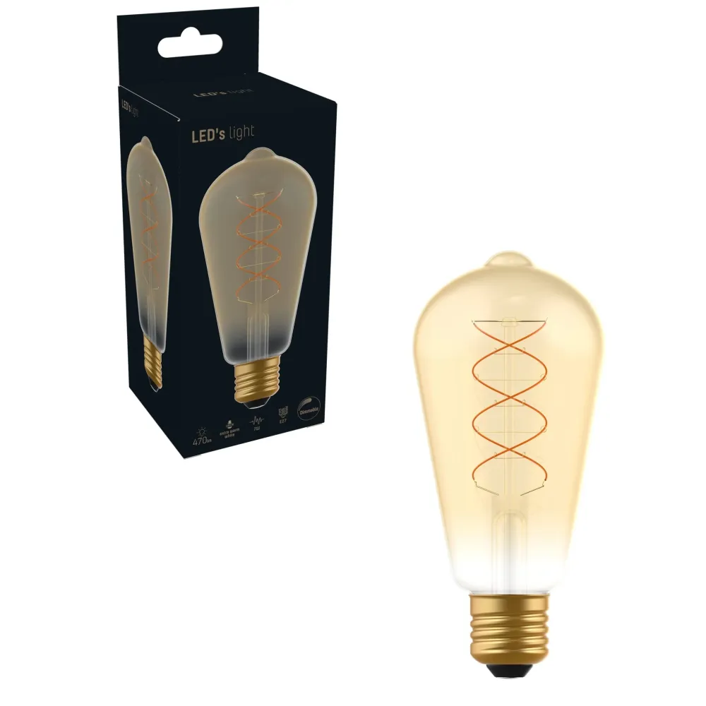 DecoDim LED-Lampe Gold E27 – Dimmbar – Extra warmweiß – ST64 Edison – 4 W (25 W)