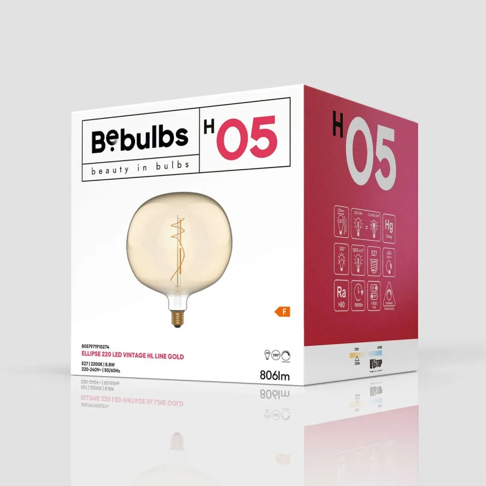 LED-Lampe Golden Ellipse 220 8,8W 806Lm E27 2200K dimmbar – H05