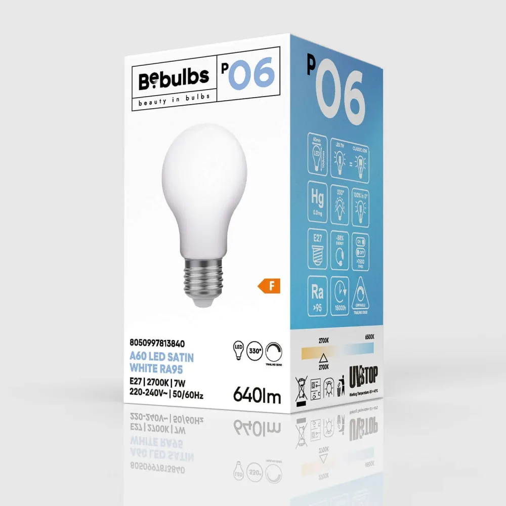 LED-Lampe Porzellan-Effekt CRI 95 A60 7W 640Lm E27 2700K Dimmbarkeit – P06