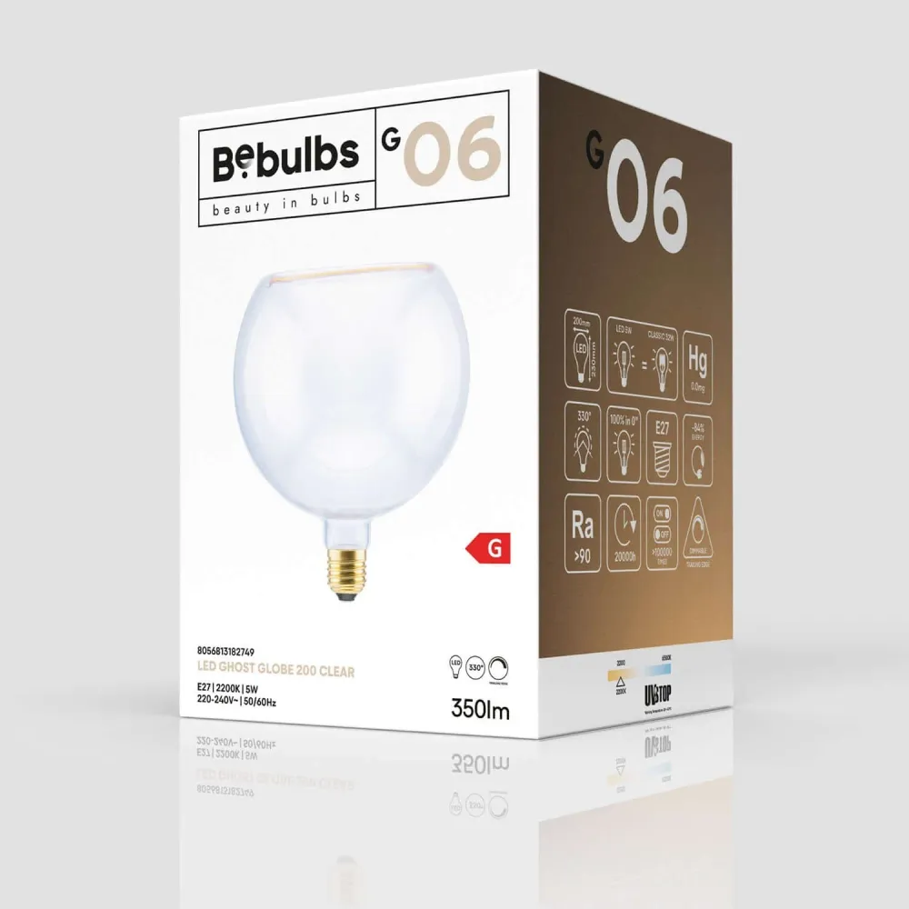 LED-Lampe Transparent Ghost Line CRI 90 G200 5W 350Lm E27 2200K dimmbar – G06