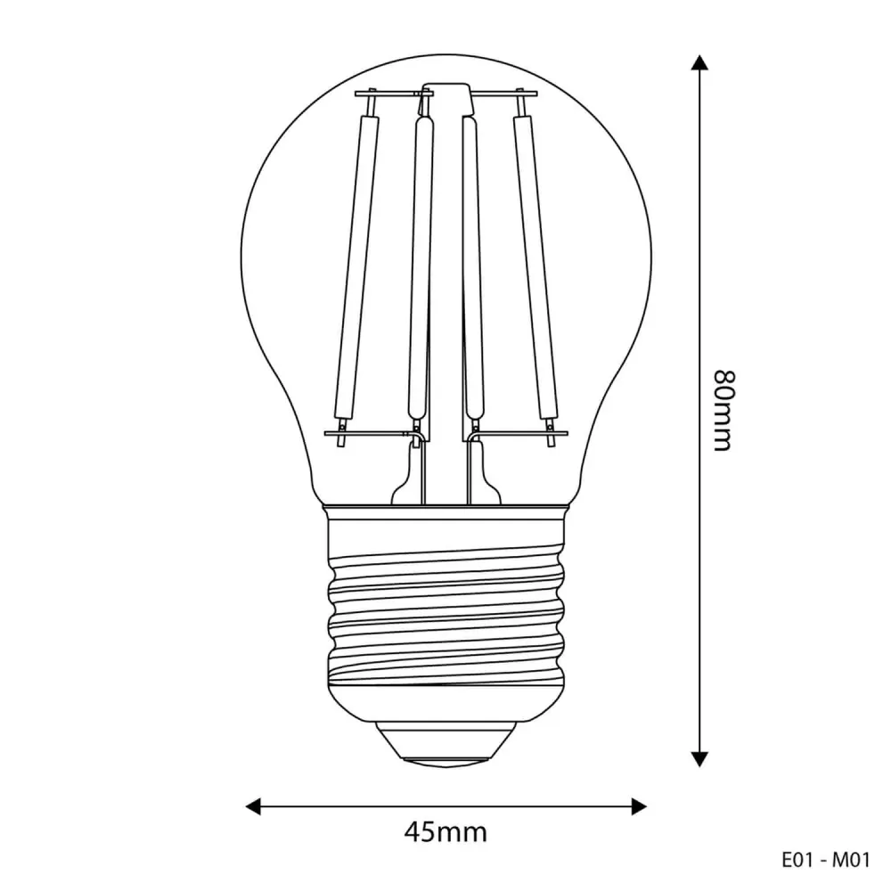 LED-Lampe Transparent Mini Globe G45 4W 470Lm E27 2700K – E01