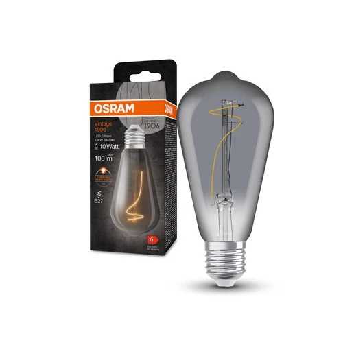 OSRAM LED-Lampen, Vintage-Edition, 10 Watts Ersatz, E27, ST64-shape, 1800 Kelvin, Warm Comfort Light, Klares Glas, single...