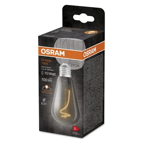 OSRAM LED-Lampen, Vintage-Edition, 10 Watts Ersatz, E27, ST64-shape, 1800 Kelvin, Warm Comfort Light, Klares Glas, single...