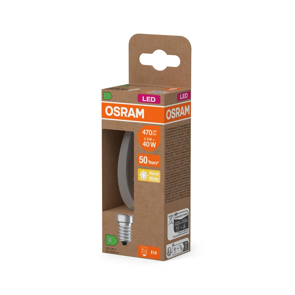 OSRAM SUPERSTAR+ CLASSIC B FIL 40 LED-Lampe, 2,5W, 470lm , Warmweiß , E14