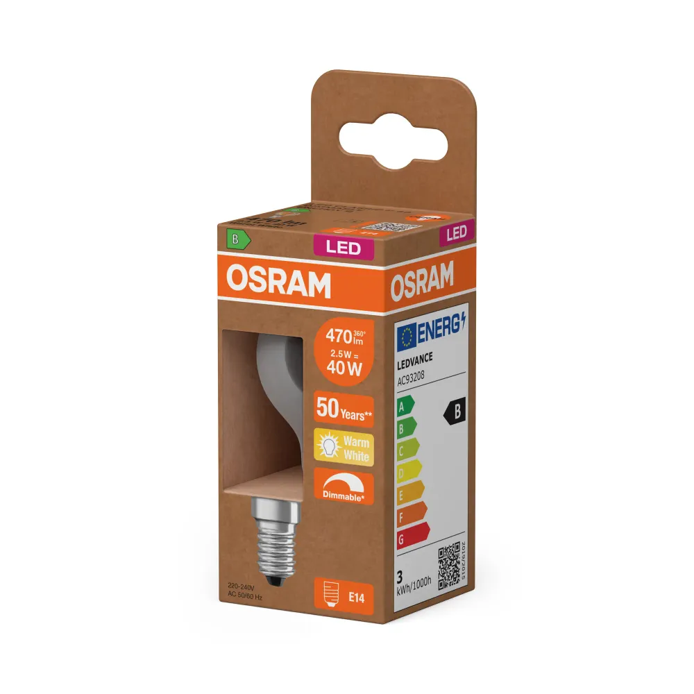 OSRAM SUPERSTAR+ CLASSIC P FIL 40 LED-Lampe, 2,9W, 470lm , Warmweiß , E14