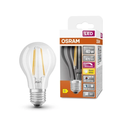 OSRAM SUPERSTAR+ CLASSIC FIL 40 LED-Lampe, 3,4W, 470lm , Warmweiß