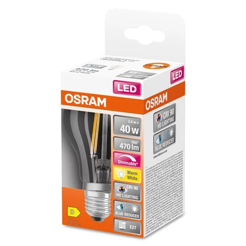 OSRAM SUPERSTAR+ CLASSIC FIL 40 LED-Lampe, 3,4W, 470lm , Warmweiß