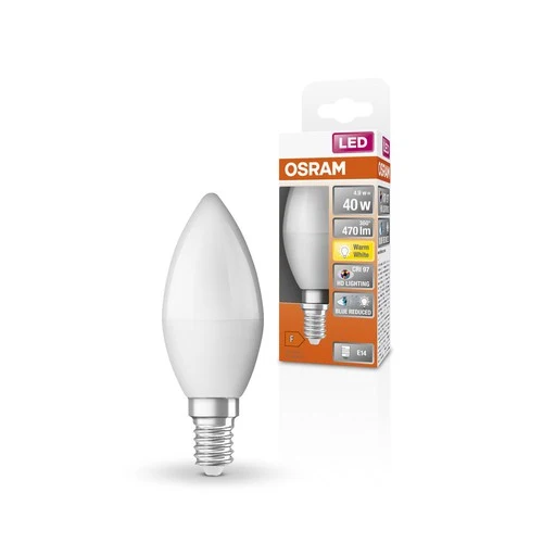 OSRAM SUPERSTAR+ CLASSIC B 40 FR LED-Lampe, 4,9W, 470lm , Warmweiß , E14