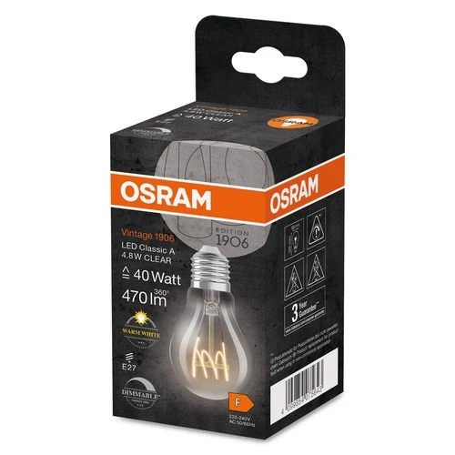 OSRAM Vintage 1906® Classic LED-Lampe, 4,8W, 470lm , Warmweiß , E27