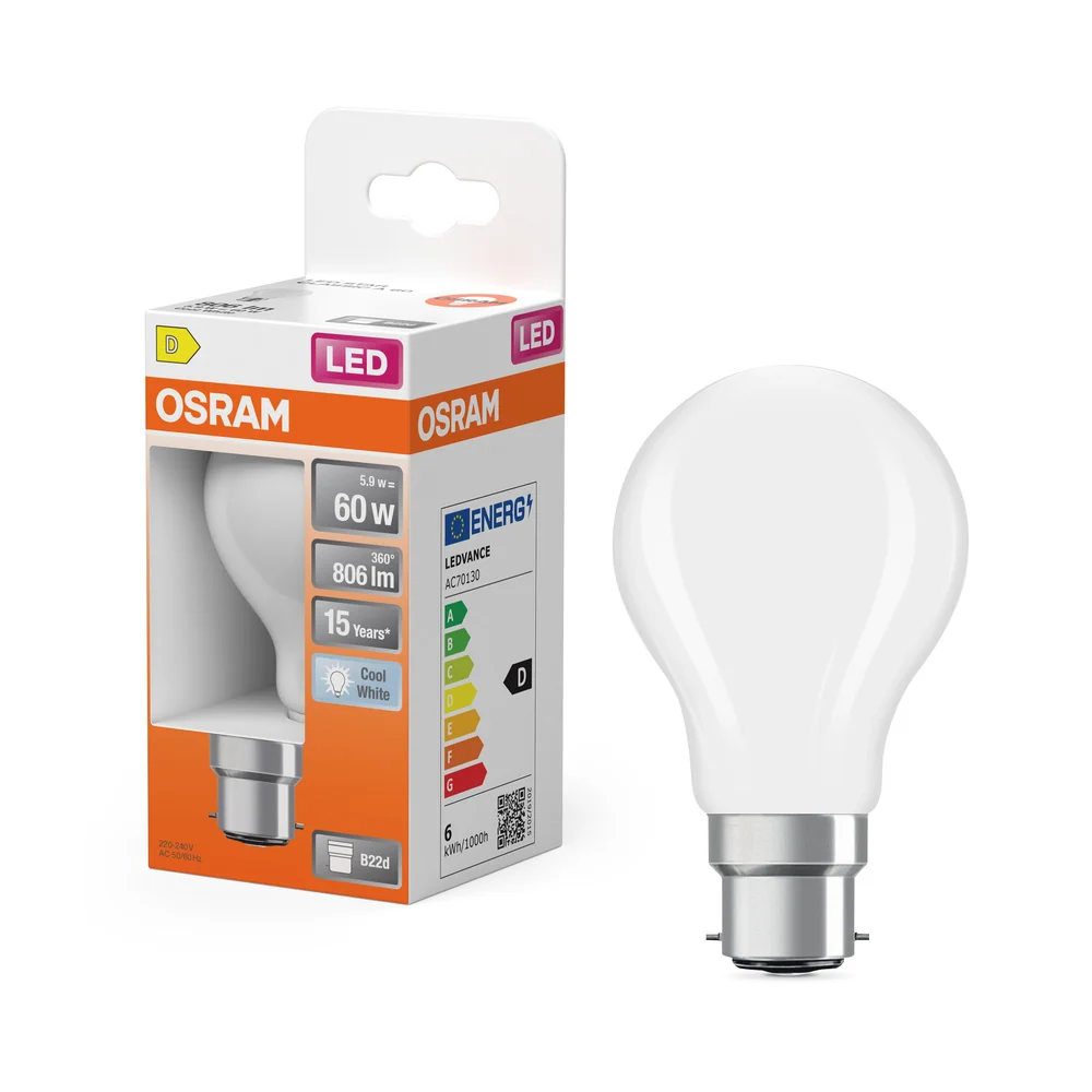 OSRAM LED Lampe LED Retrofit CLASSIC 6.5W 840 Frosted B22d, 806 lm, 4000 K, Kaltweiß