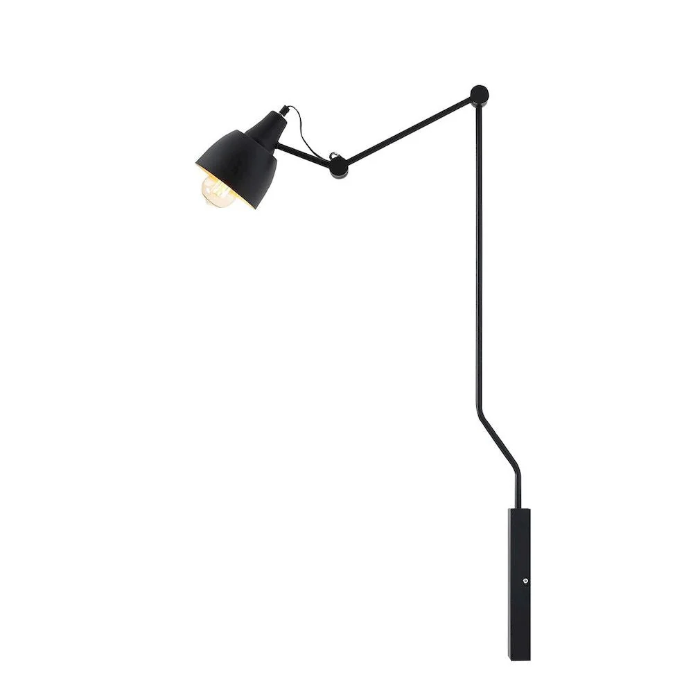 Aldex Bibi 1L Lese- und Schwenkwandleuchte, schwarz, Höhe 125 cm