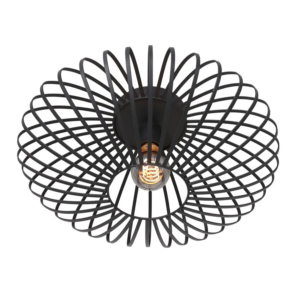 Anne Light & Home Dunbar 1L Deckenleuchte mit flacher Montage, schwarz, Durchmesser 40 cm