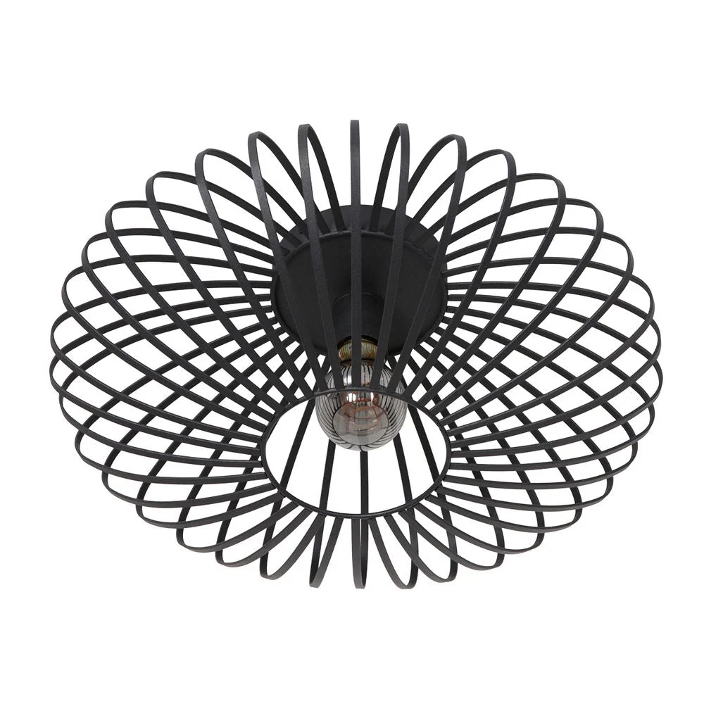 Anne Light & Home Dunbar 1L Deckenleuchte mit flacher Montage, schwarz, Durchmesser 40 cm