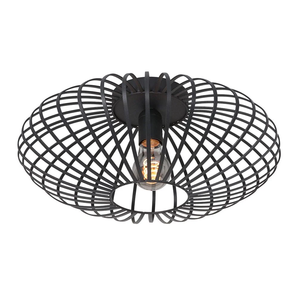 Anne Light & Home Dunbar 1L Deckenleuchte mit flacher Montage, schwarz, Durchmesser 40 cm