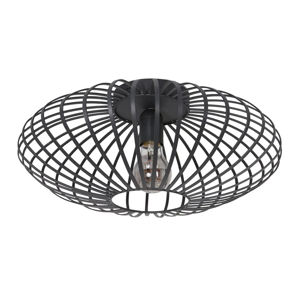 Anne Light & Home Dunbar 1L Deckenleuchte mit flacher Montage, schwarz, Durchmesser 40 cm